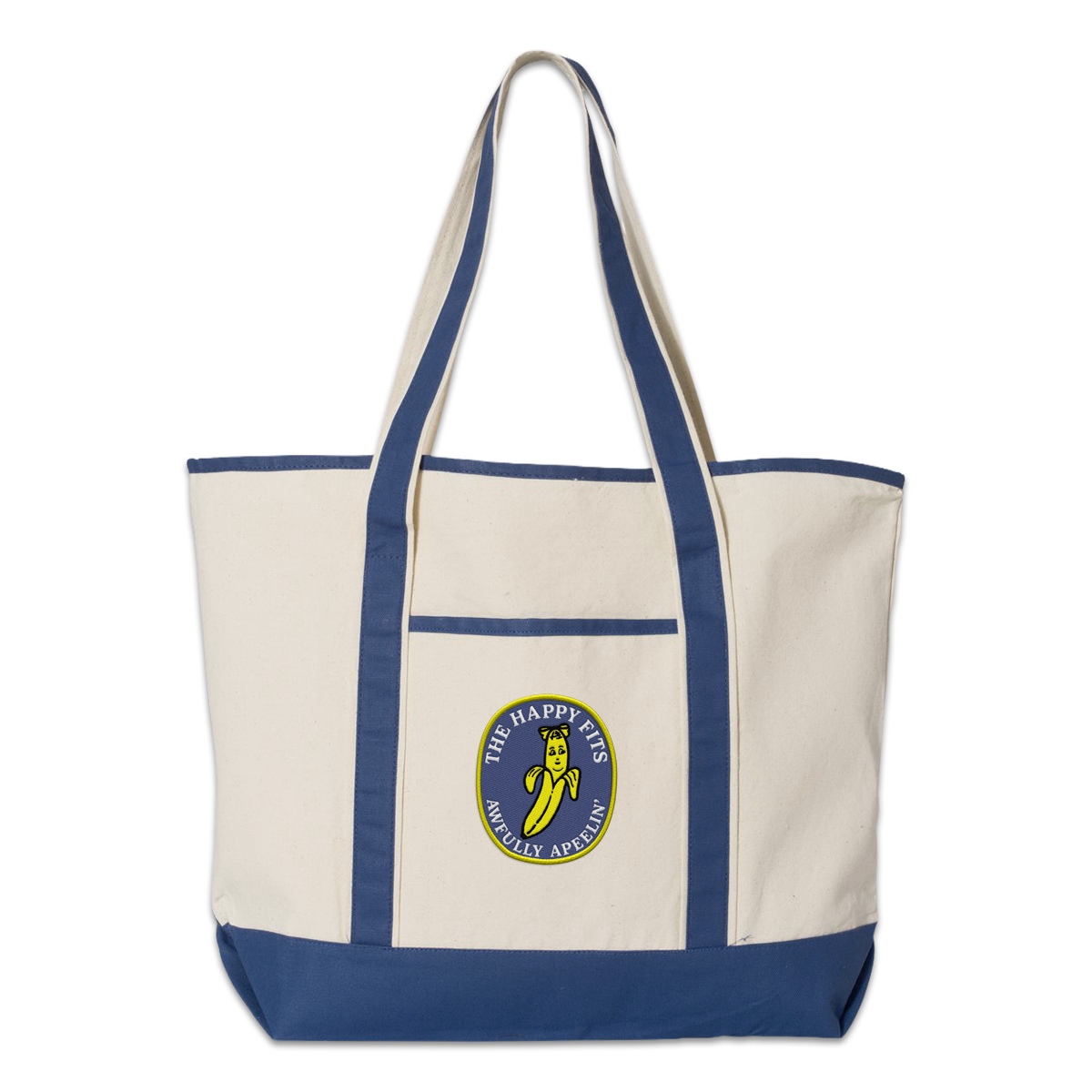 The Happy Fits Banana Patch Tote Bag (Natural/Royal)